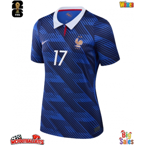 France William Saliba #17 Replica Home Stadium Shirt for Women World Cup 2026 Short Sleeve